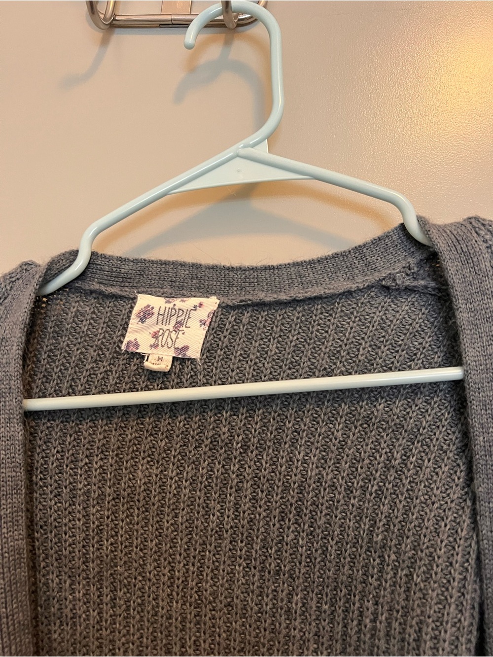 Bose Gray Cardigan with Burgundy and Cream Stripes - Picture 3 of 4